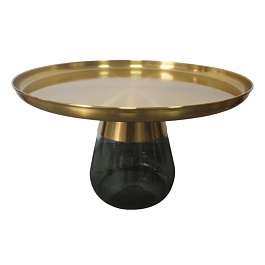 Стол кофейный dahl, D70 см, латунь/зеленый