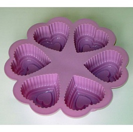 Форма из силикона "Сердце" 6 ячеек в ассортименте