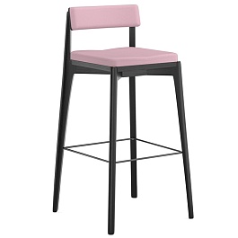 Стул барный aska, рогожка, черный/розовый