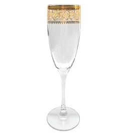 Набор бокалов для шампанского 0,21 л Золотая коллекция тонкое золото 6 шт.