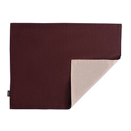 Салфетка под приборы из умягченного льна с декоративной обработкой бордо/розовый essential, 35х45 см