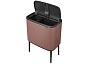 Мусорный бак 11 + 23 л Brabantia Touch Bin Bo минерально-коричневый