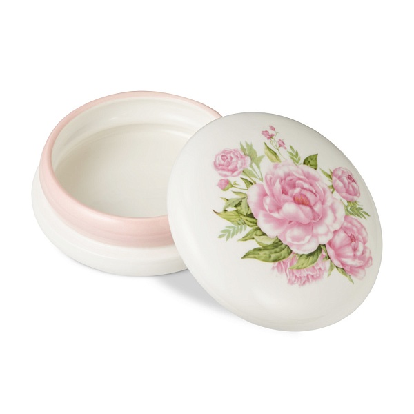 Шкатулка фарфоровая Пионы в форме макаронс