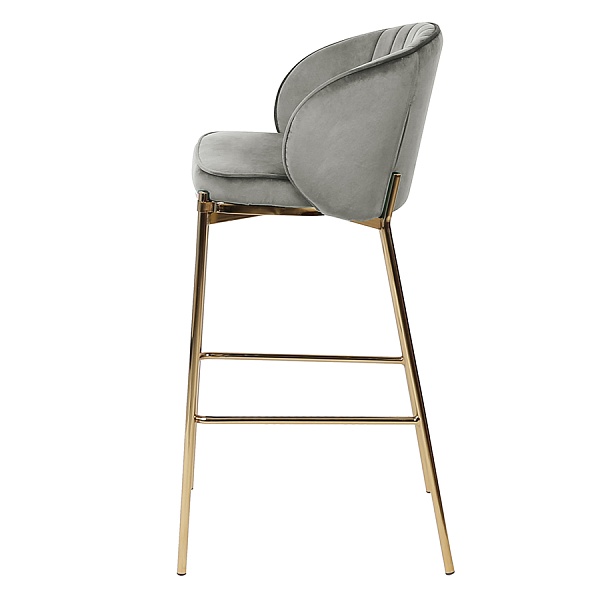 Стул барный coral, велюр, серо-бежевый