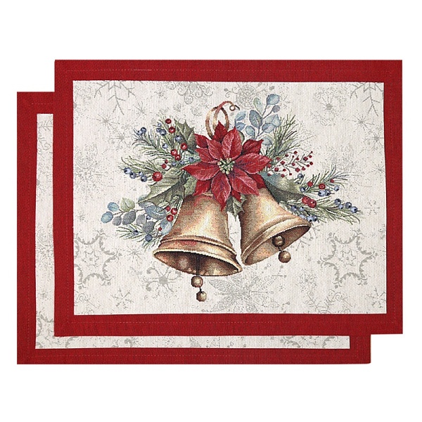 Салфетка 35 х 45 см Le Gobelin Елочные украшения Колокольчики красная