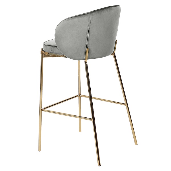 Стул барный coral, велюр, серо-бежевый