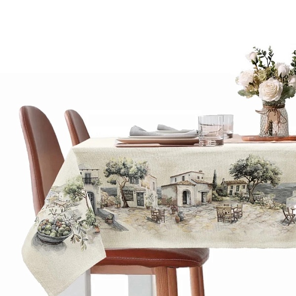 Скатерть 140 х 180 см Le Gobelin Оливки Греция Фон