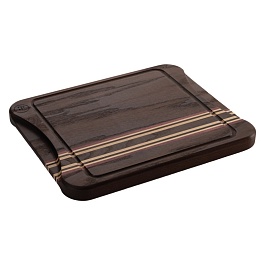 Доска стейковая двусторонняя Platano 30 х 24.5 х 2.2 "Венеция Тёмная", термоясень, граб, амарант