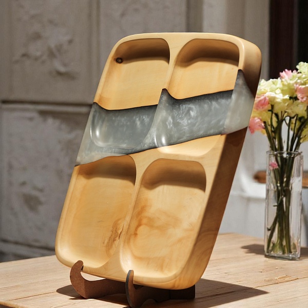 Менажница "Квадро" 25 см, жемчуг