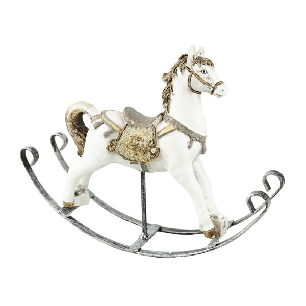 Сувенир Лошадка 21 см бело-бронзовый