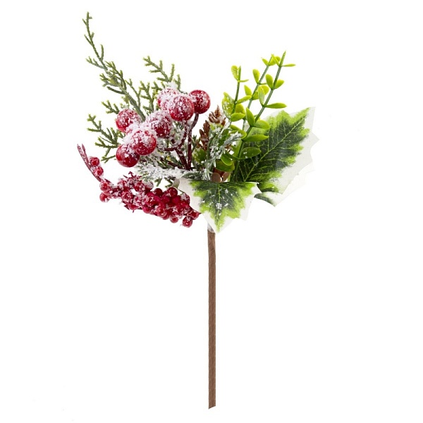 Ветка с ягодами и шишками 21 см Азалия Декор