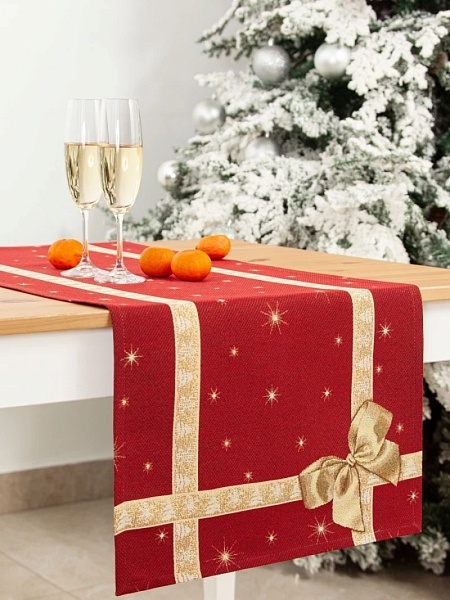 Дорожка 44 х 140 см Le Gobelin Золотой бантик красный/золотой