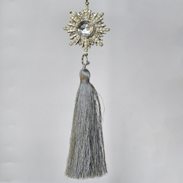 Украшение подвесное Кисточка 20 см Азалия серебряное