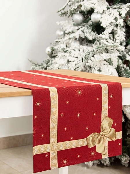 Дорожка 44 х 140 см Le Gobelin Золотой бантик красный/золотой