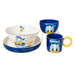 Набор посуды Дональд Дак, синий/белый