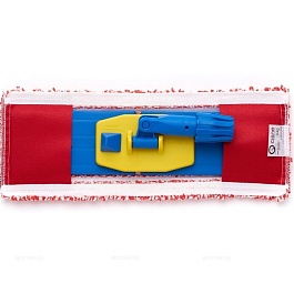 Насадка д/швабры плоская микрофибра красный/белый 40см комплект с держателем