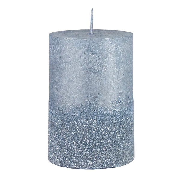 Свеча столбик с глиттером 7 x 10 см Азалия голубая