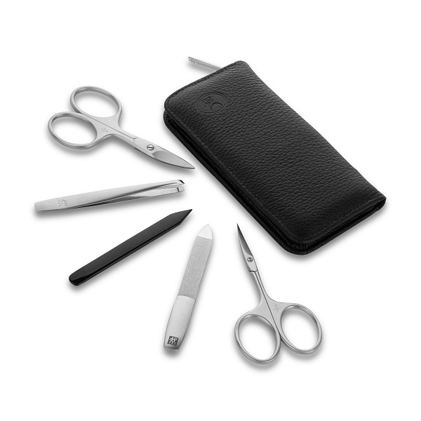 Набор маникюрный в кожаном футляре 5 предметов Zwilling Twinox черный