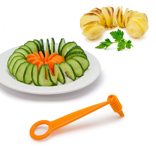 Нож-декоратор для спиральной нарезки оранжевый Borner