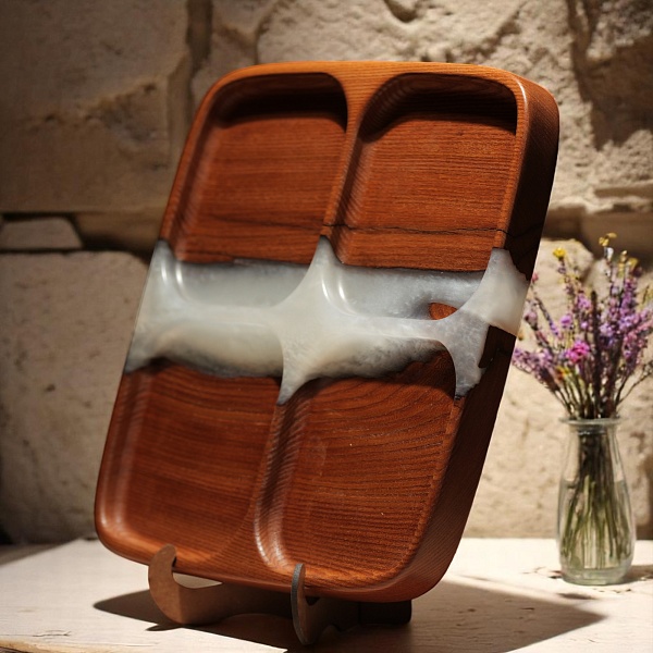 Менажница "Квадро" 25 см, жемчуг