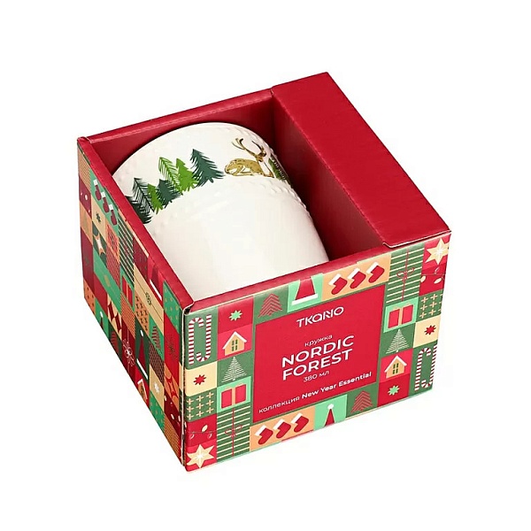 Кружка 360 мл Tkano Nordic forest белая