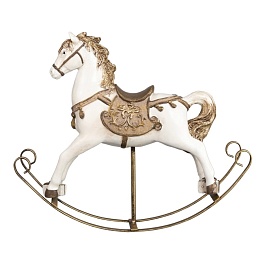Сувенир Лошадка 25 х 7 x 23 см Азалия белый/шампань