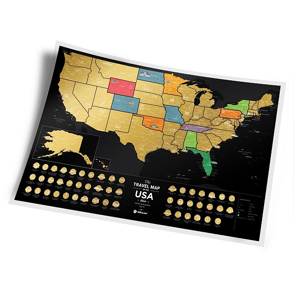 Карта Travel Map USA black