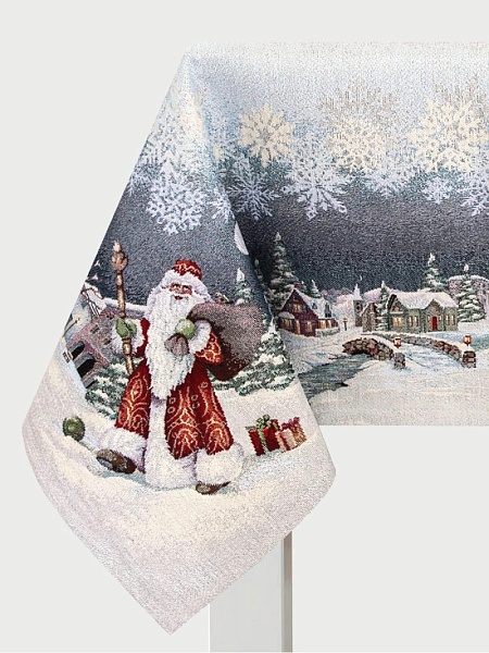 Скатерть 140 х 240 см Le Gobelin Морозко серо-голубой