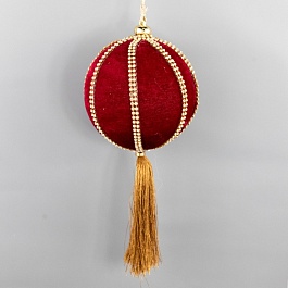 Украшение подвесное Шар с кисточкой 10 см Азалия красный
