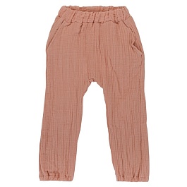 Штаны из хлопкового муслина 12-18 M Tkano Essential пыльная роза
