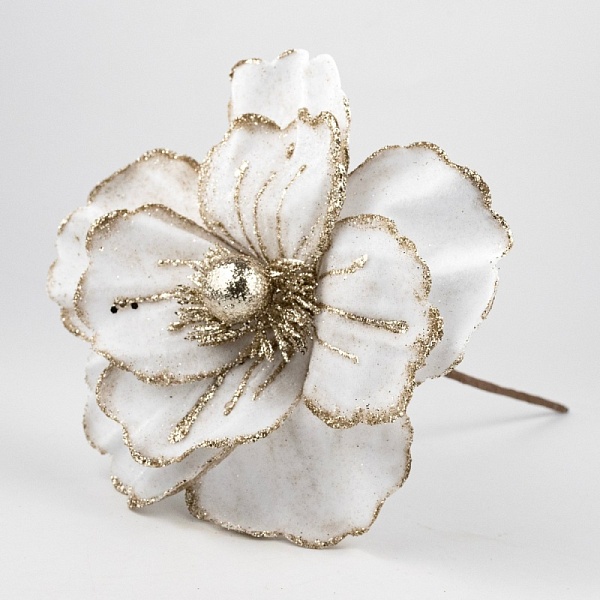 Магнолия с глиттером на вставке 22 см Азалия белая