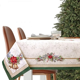 Скатерть 140 х 180 см Le Gobelin Елочные украшения зеленая