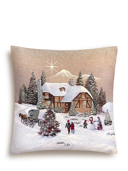 Подушка 45х45 см Новогодний вечер серебро