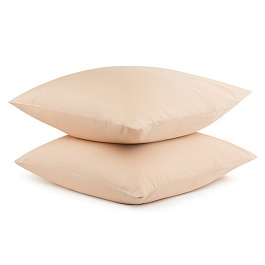 Набор из двух наволочек 70 x 70 см Tkano Essential из сатина бежево-розовый