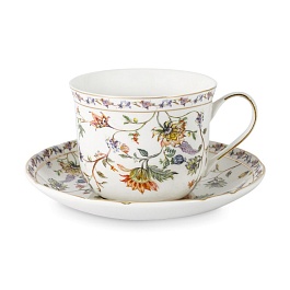Чашка с блюдцем 400 мл Anna Lafarg Primavera Флора белый