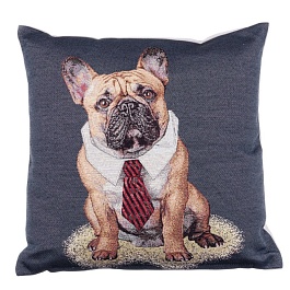 Подушка 45х45 см Породы собак Французский бульдог темный фон