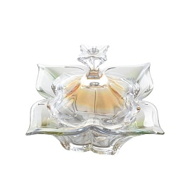 Конфетница 20 см Bohemia Gold Florale с крышкой зелёный