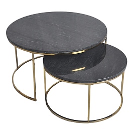 Набор столиков журнальных hans, D60 см и D80 см, черный мрамор