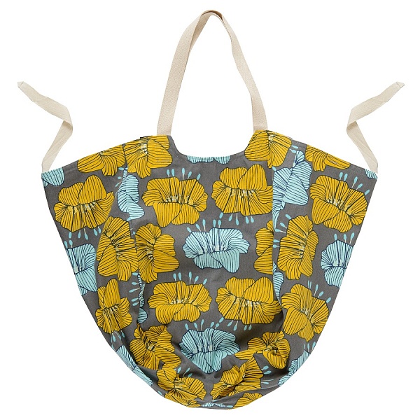 Сумка-авоська из хлопка Tkano Prairie цветы серый