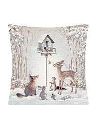 Подушка 45х45 см Лесные друзья у кормушки