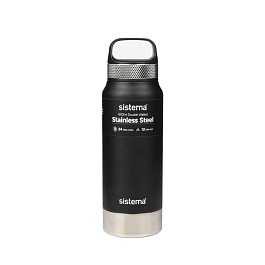 Стальная бутылка 650 мл Sistema чёрный