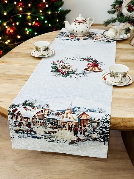 Дорожка 44 х 140 см Le Gobelin Магия зимы серебро 