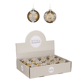 Шар стеклянный 8 см House of Seasons золото с блестками 