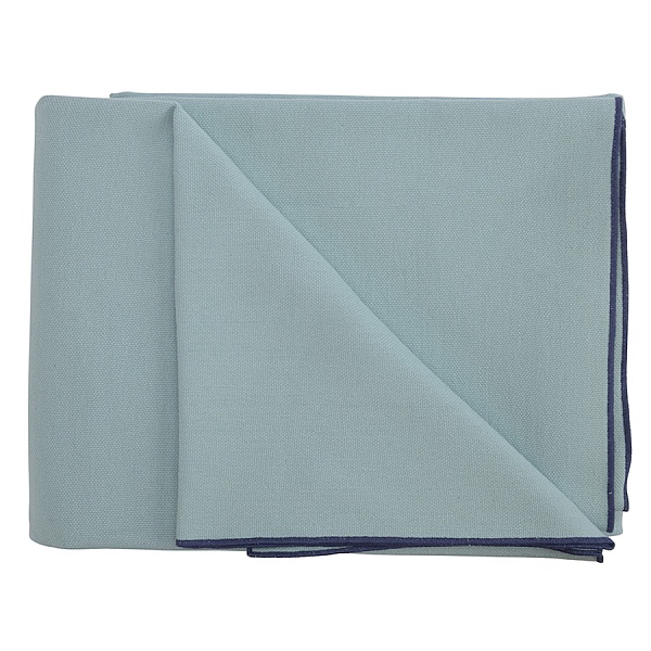 Покрывало из фактурного хлопка голубого цвета с контрастным кантом Tkano Essential 230 x 250 см