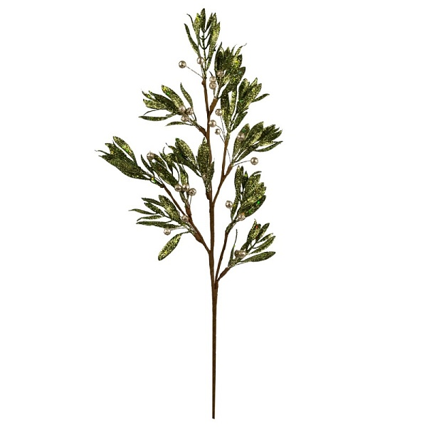 Ветка с глиттером 70 см Азалия зеленая