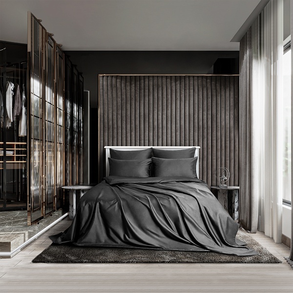 Комплект постельного белья 1,5 - спальный Soft Silver, серый космос