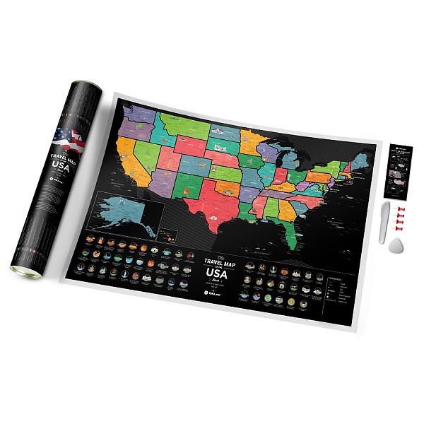 Карта Travel Map USA black