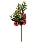 Ветка еловая с ягодами шишками шаром 36 см Азалия зеленый/красный