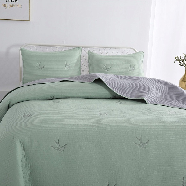 Комплект покрывало и наволочка 160 х 220 см Sofi de Marko Жаклин зелёный