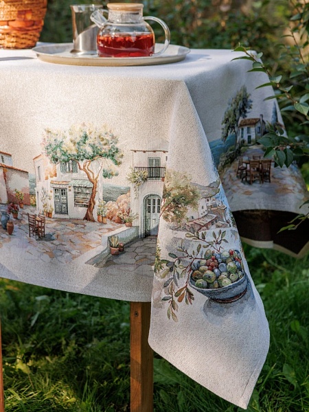 Скатерть 140 х 180 см Le Gobelin Оливки Греция Фон